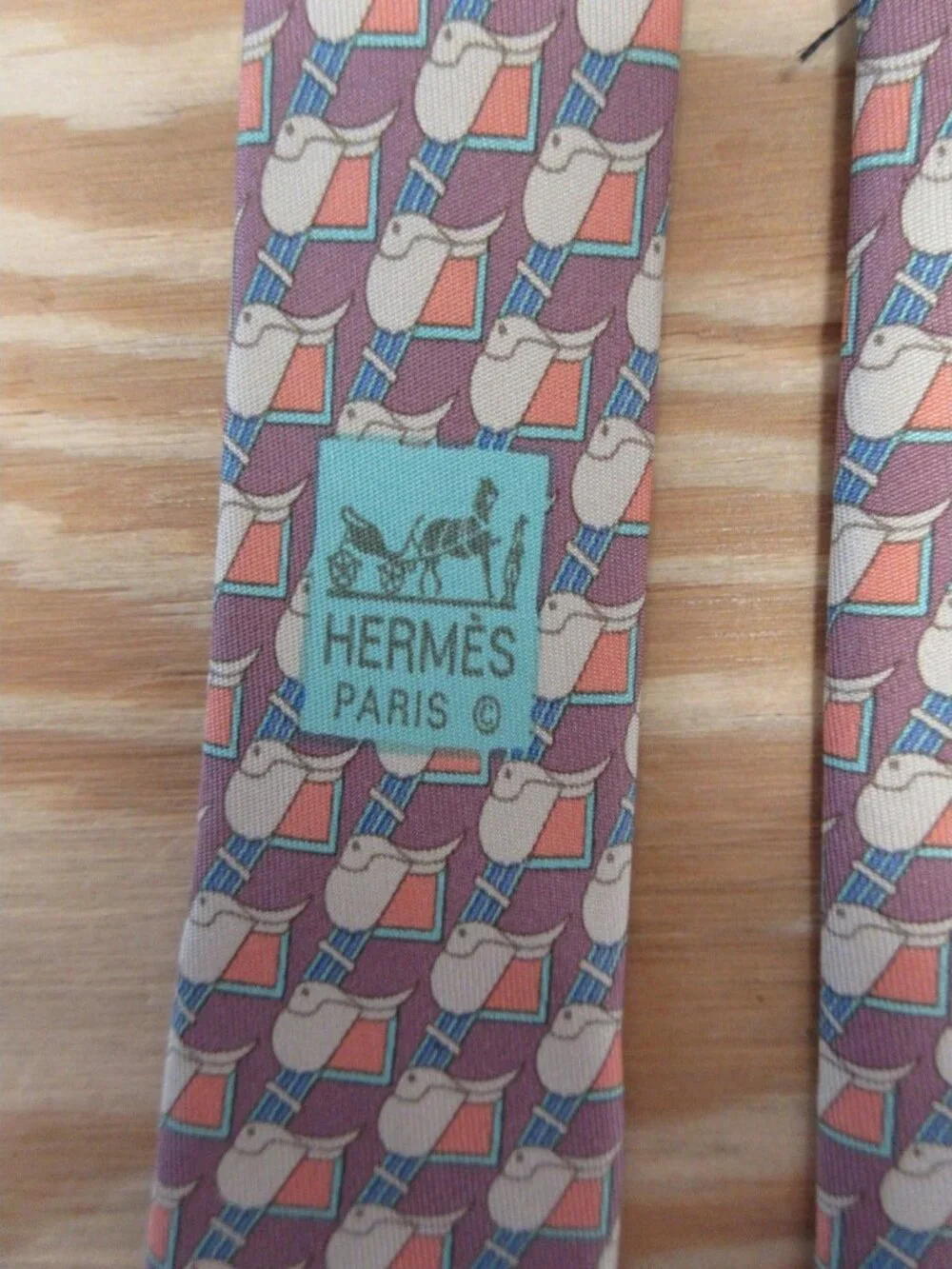VINTAGE Hermes Neck Tie Silk Equestrian Woven Made in France 7144 FA